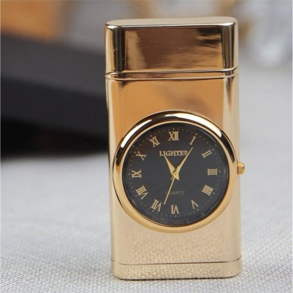 Quartz Saatli Torch Jet Çakmak Altın - Resim 3