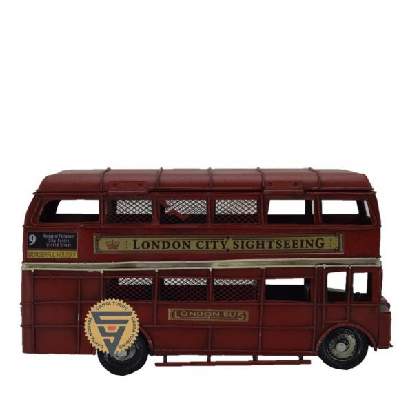 Dekoratif Nostaljik Metal Vintage London Bus Kırmızı ürün görseli 1