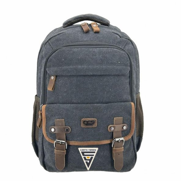 Ççs London 51567 Kanvas Laptop Bölmeli Sırt Çantası Siyah ürün görseli 1