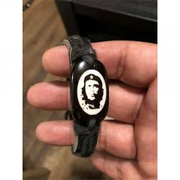 Che Guevara Figürlü Deri Bileklik Siyah ürün görseli 1
