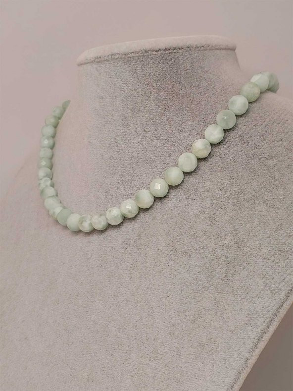 Larimar Taşı Faset Kesim Kolye 8mm (Sabit Klipsli) ürün görseli 1