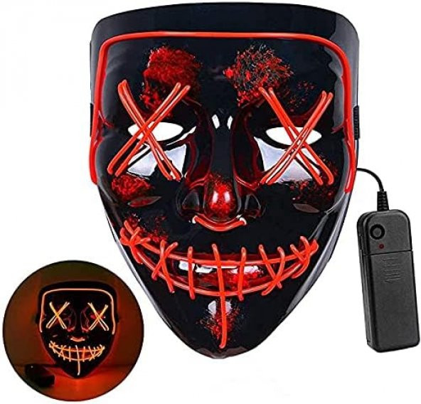 Halloween Maske Neon Turuncu Işıklı ürün görseli 1