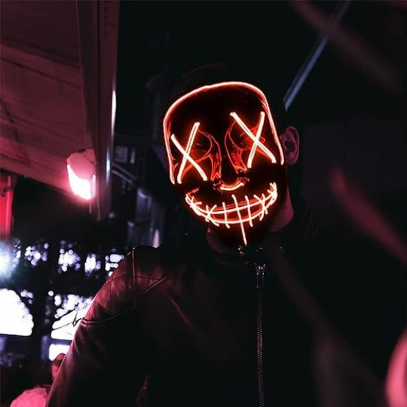 Halloween Maske Neon Turuncu Işıklı - Resim 2