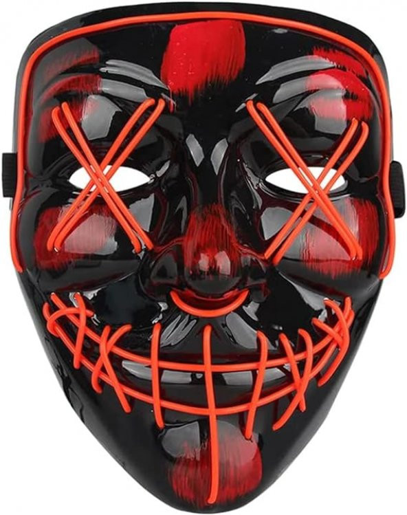 Halloween Maske Neon Turuncu Işıklı - Resim 3
