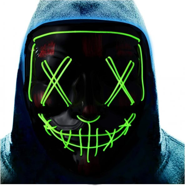 Halloween Maske Neon Yeşil Işıklı - Resim 3
