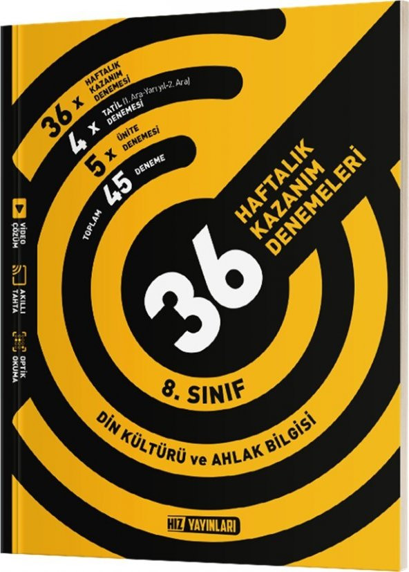 Hız Yayınları 8. Sınıf Din Kültürü 36 Haftalık Kazanım Denemeleri ürün görseli 1