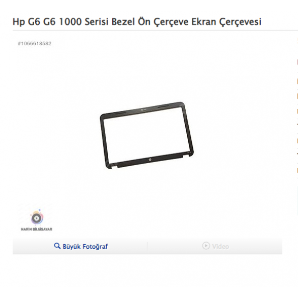 Hp G6 G6 1000 Serisi Bezel Ön Çerçeve Ekran Çerçevesi ürün görseli 1