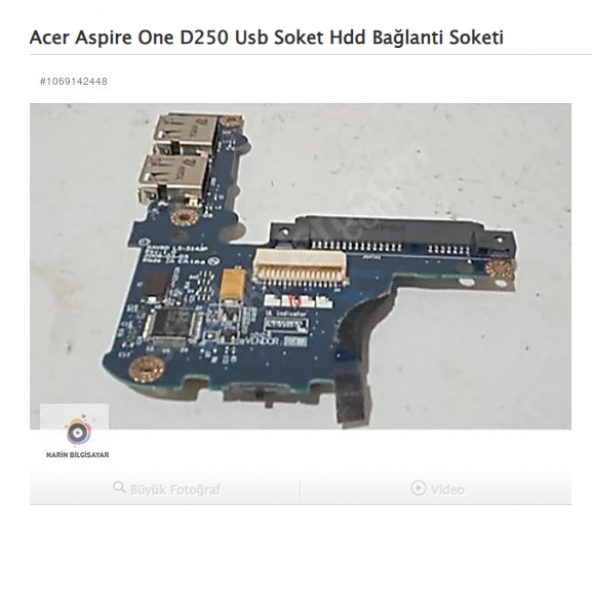 ACER D250 emachines em250 KAV60 usb soket harddisk soket ürün görseli 1