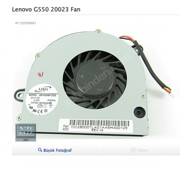 Lenovo G550 20023 Fan ürün görseli 1