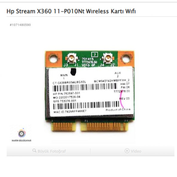 Hp Stream X360 11-P010Nt wiıreless Kartı Wifi ürün görseli 1