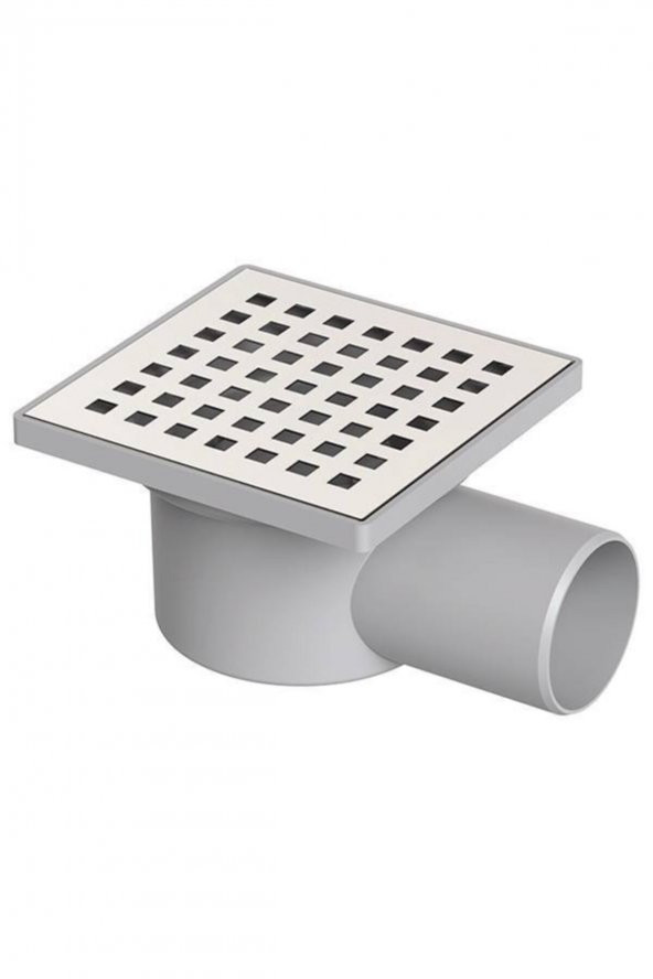 Krom Yer Sifonu Yer Süzgeci10x10x50 yandan çıkışlı ürün görseli 1