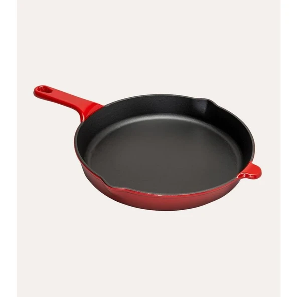 Sürel Dayanıklı Döküm Kızartma Tavası Kırmızı Renk 27 cm ürün görseli 1