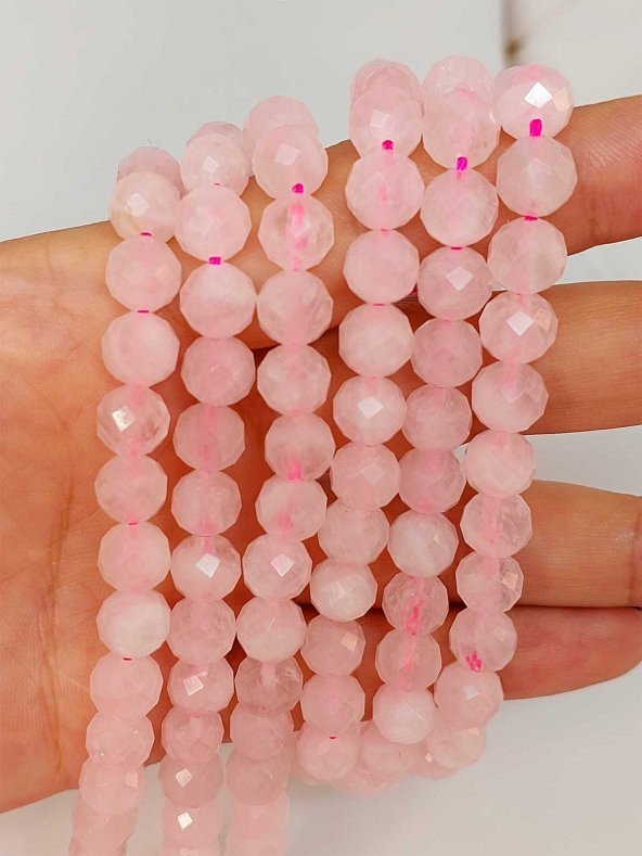 Pembe Kuvars Taşı Faset Kesim Dizi 8mm (42560) ürün görseli 1