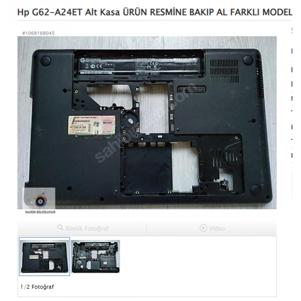 Hp G62-A24ET Alt Kasa ÜRÜN RESMİNE BAKIP AL FARKLI MODELİ VAR ürün görseli 1