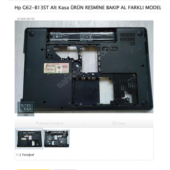 Hp G62-B13ST Alt Kasa ÜRÜN RESMİNE BAKIP AL FARKLI MODELİ VAR ürün görseli 1