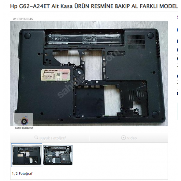 Hp G62-A24ET Alt Kasa ÜRÜN RESMİNE BAKIP AL FARKLI MODELİ VAR ürün görseli 1