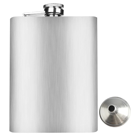 Perlotus 8 Oz- 235 cc Hunili Cep Tipi Vidalı Kapaklı Çelik Viski İçki Matarası ürün görseli 1