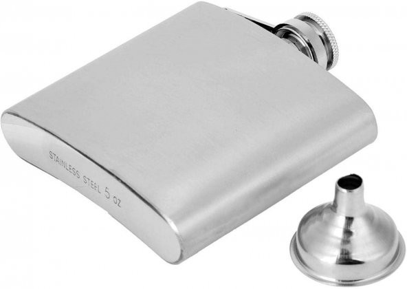 Perlotus 5 Oz- 150 cc Hunili Cep Tipi Vidalı Kapaklı Çelik Viski İçki Matarası ürün görseli 1