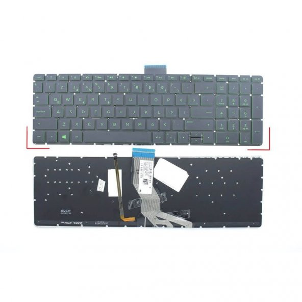 HP Pavilion 15-ck004nt (2QH30EA) Klavye (Siyah TR) Yeşil Tuş / IŞIKLI ürün görseli 1