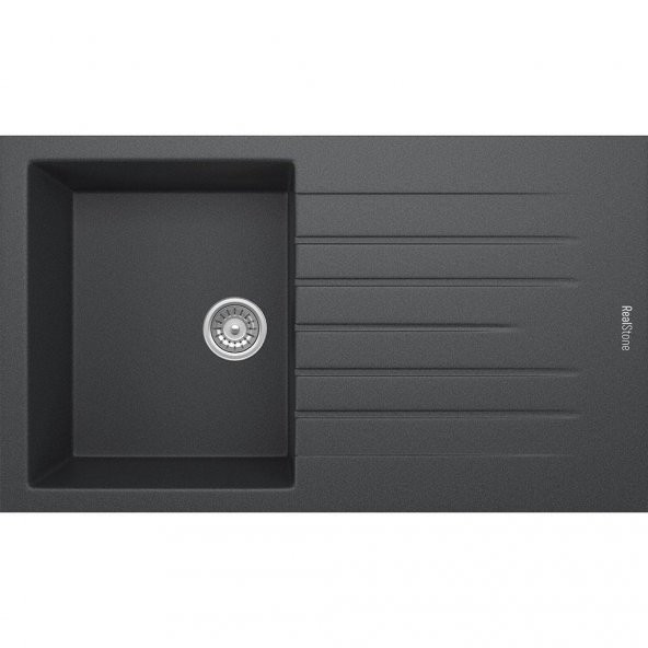 REAL P004 TROYA 86 GRANİT EVYE ANTRASİT 86 x 50 Cm Tezgah Üstü ürün görseli 1