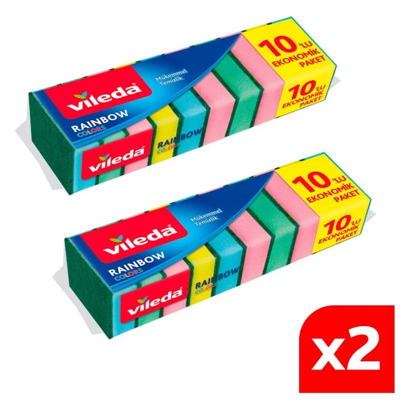 Vileda 2 Paket 10'lu Rainbow Bulaşık Süngeri ürün görseli 1