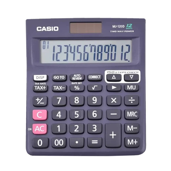 Casio MJ120D Hesap Makinesi 12 Hane 100 İşlem Tekarr Pilli ve Güneş Enerjili ürün görseli 1