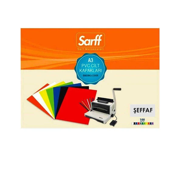 Sarff Cilt Kapağı A3 160 Micron PVC Şeffaf 100'lü - Resim 2
