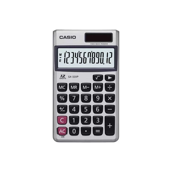 Casio Hesap Makinesi Cep Tipi 12 Haneli Güneş Enerjili SX320P ürün görseli 1