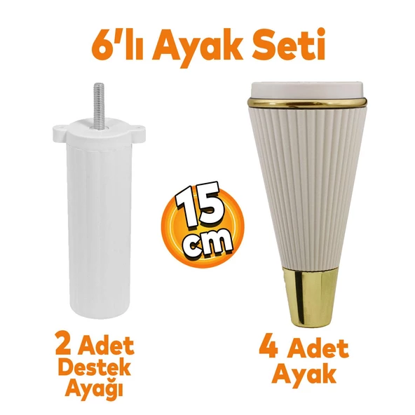Iron 6'lı Set Mobilya Tv Ünitesi Çekyat Koltuk Kanepe Destek Ayağı 15 Cm Aytaşı Ayakları M8 Civatalı ürün görseli 1