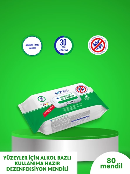 ACTOSEPT® AF TÜCHER 80 pcs 2 adet | Yüzeyler İçin Alkol Bazlı Kullanıma Hazır Dezenfeksiyon Mendili ürün görseli 1