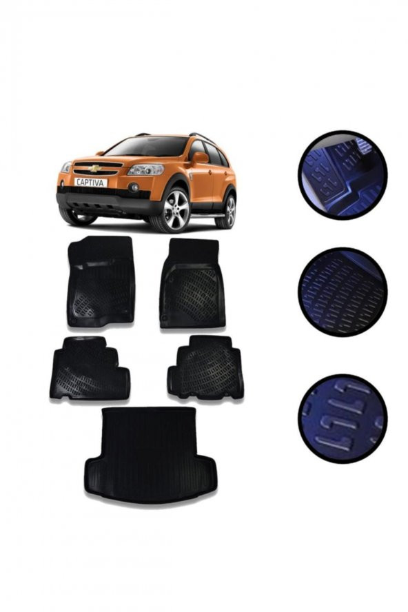 OtoLine Chevrolet Captiva 2007-2016 Arası 4d Havuzlu Oto Paspas Bagaj Set ürün görseli 1