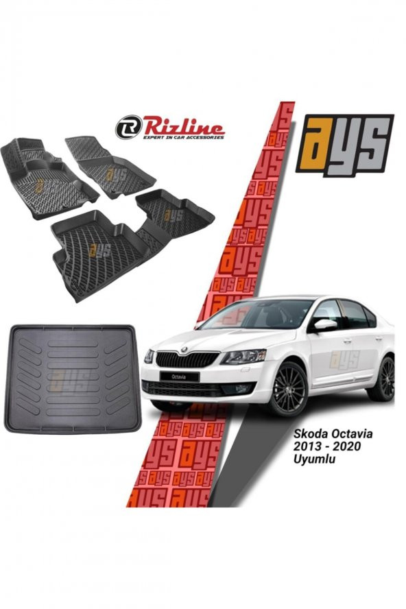 Rizline Skoda Octavia 2013-2020 3d Havuzlu Paspas + Bagaj Havuzu ürün görseli 1