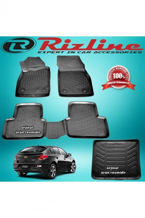 Rizline Cruze 3d Paspas + 3d Bagaj Havuzu Siyah Hb 2011 Sonrası ürün görseli 1
