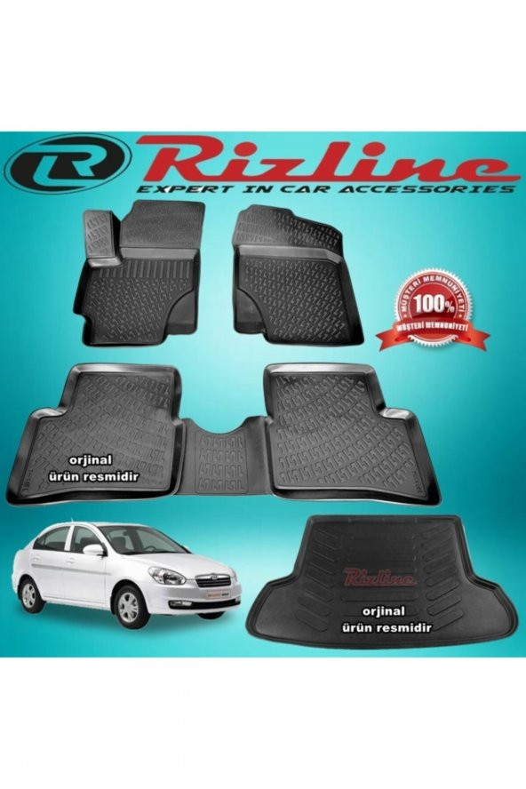 Rizline Accent Era 3d Paspas+bagaj Havuzu Siyah 2006-2012 Arası ürün görseli 1