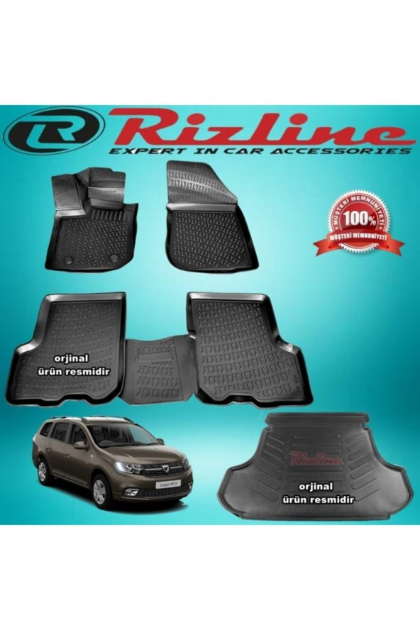 Rizline Dacia Logan Mcv 3d Paspas + Bagaj Havuzu Siyah 2013-2019 Arası ürün görseli 1