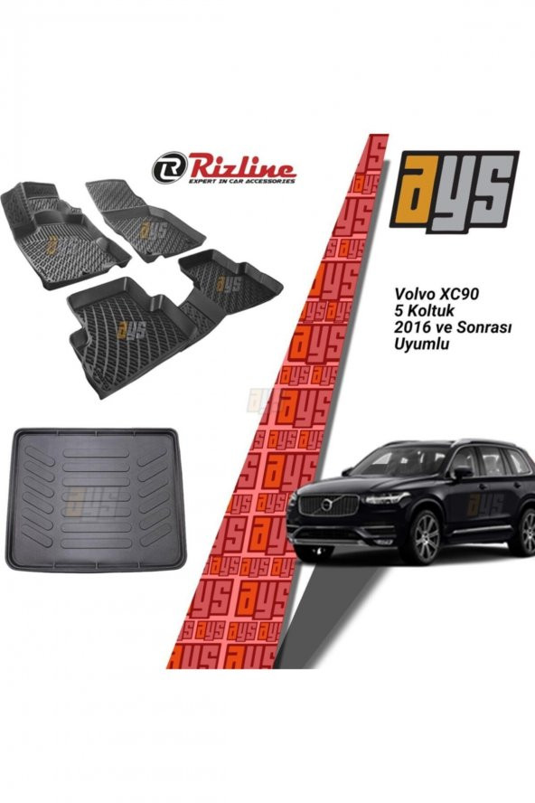 Rizline Volvo Xc90 5 Koltuk 2016 Sonrası 3d Havuzlu Paspas + Bagaj Havuzu ürün görseli 1