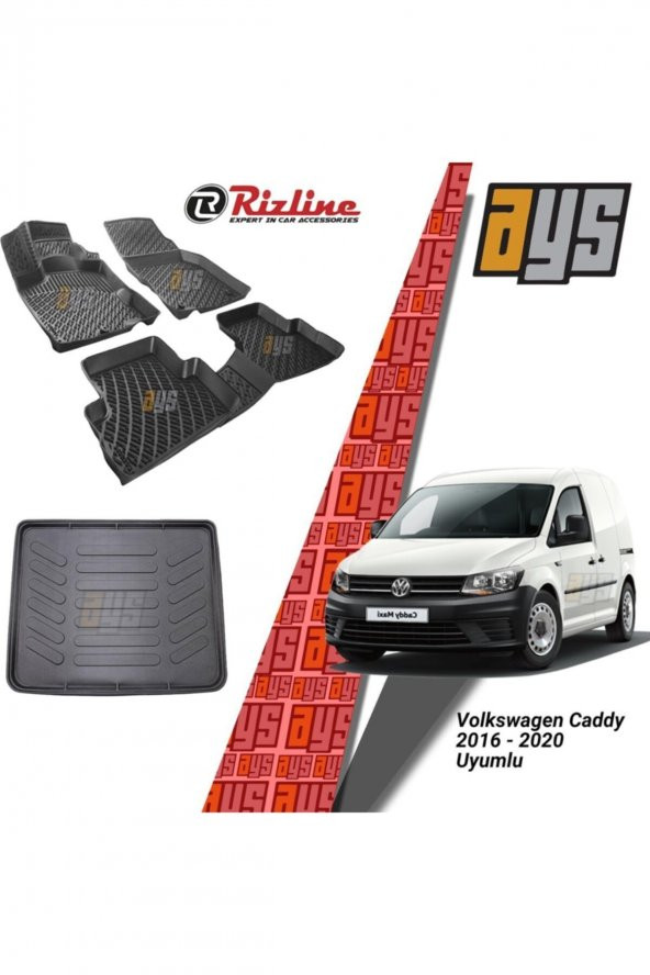 Rizline Volkswagen Caddy 2016-2020 3d Havuzlu Paspas + Bagaj Havuzu ürün görseli 1