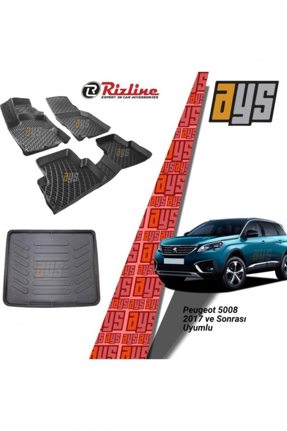 Rizline Peugeot 5008 2017 Sonrası 3d Havuzlu Paspas + Bagaj Havuzu ürün görseli 1