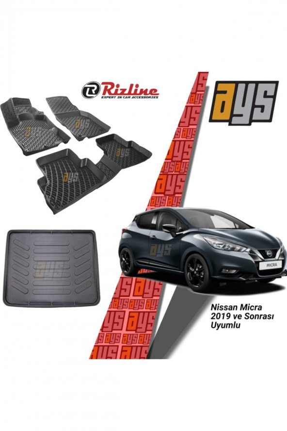 Rizline Nissan Micra 2019 Sonrası 3d Havuzlu Paspas + Bagaj Havuzu ürün görseli 1
