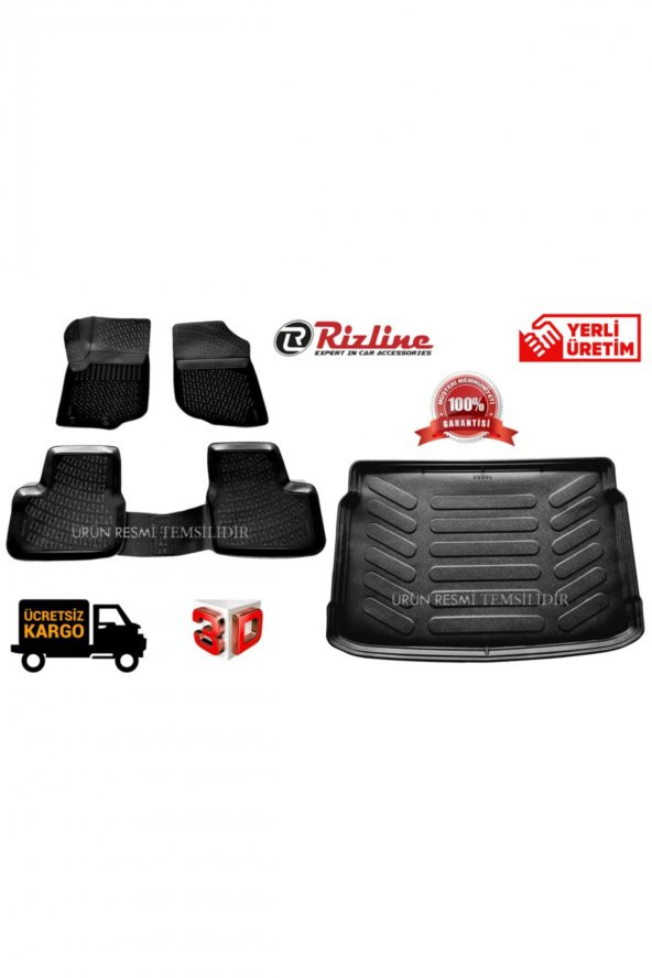 Rizline Hyundai Elentra 3d Oto Paspas + Bagaj Havuzu Set 2016-2019 Arası ürün görseli 1