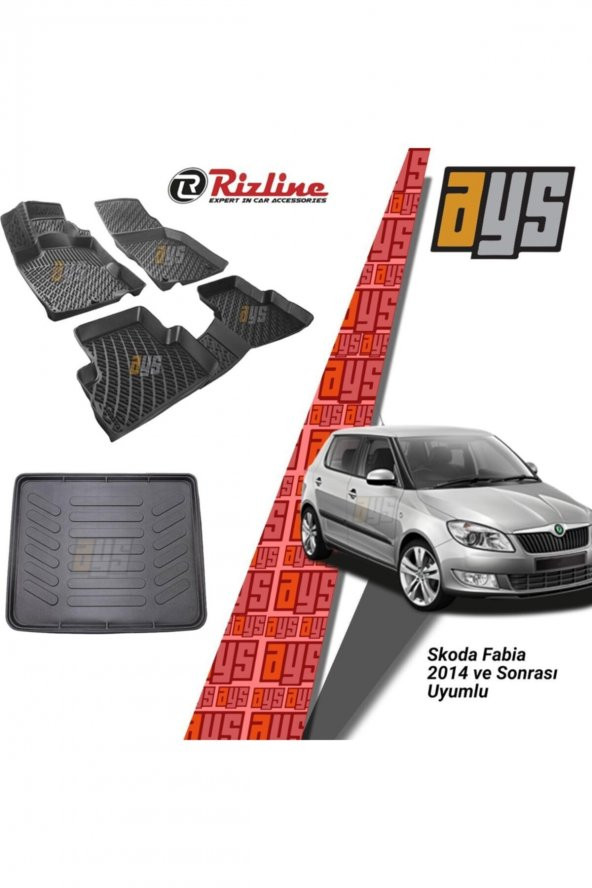 Rizline Skoda Fabia 2014 Sonrası 3d Havuzlu Paspas + Bagaj Havuzu ürün görseli 1