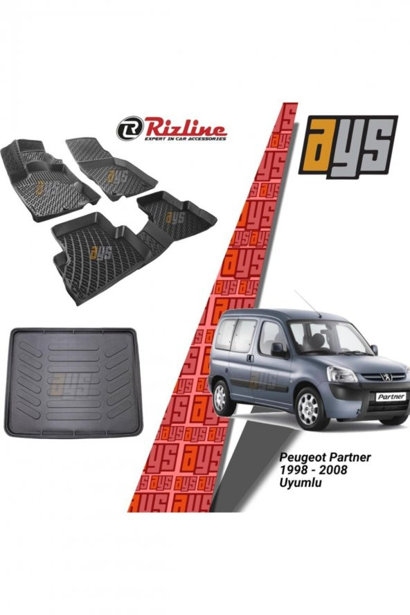 Rizline Peugeot Parter 1998-2008 3d Havuzlu Paspas + Bagaj Havuzu ürün görseli 1