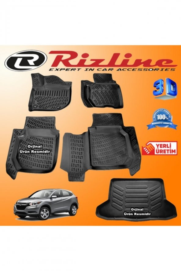 Rizline Honda Hrv 3d Paspas + 3d Bagaj Havuzu 2016 - 2020 Arası Siyah Set 8683549925564 ürün görseli 1
