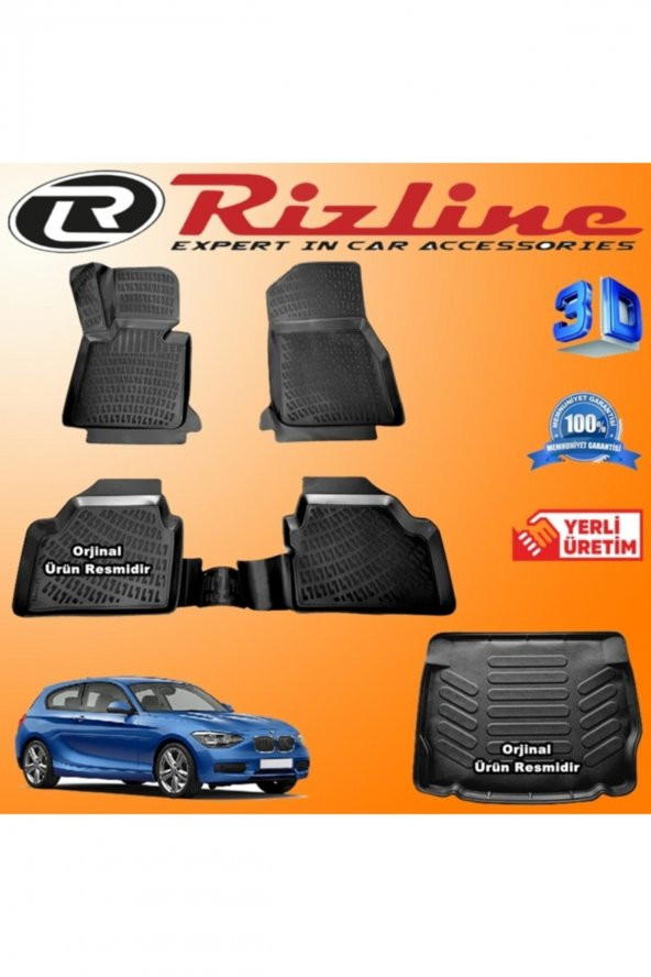 Rizline Bmw F20 1 Serisi 3d Paspas + 3d Bagaj Havuzu 2011-2015 Arası Siyah Set 8683549925543 ürün görseli 1