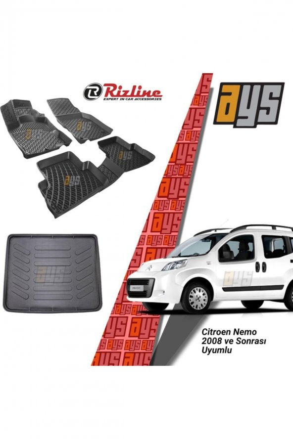 Rizline Citroen Nemo 2008 Sonrası 3d Havuzlu Paspas + Bagaj Havuzu ürün görseli 1