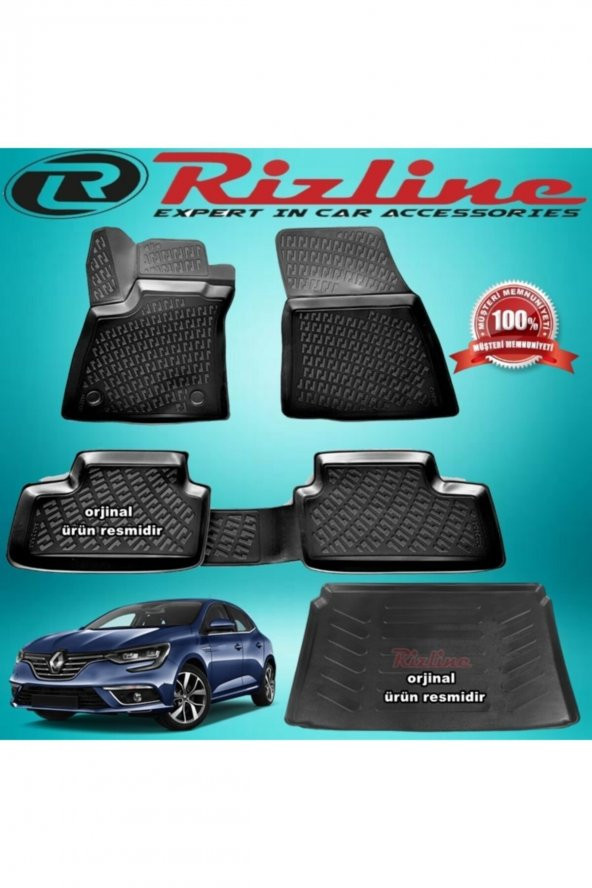 Rizline Megane 4 3d Paspas + Bagaj Havuzu Siyah Hb 2016 Sonrası ürün görseli 1