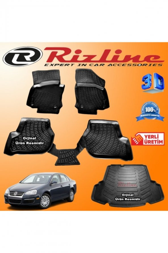 Rizline Vw Jetta 3d Paspas + 3d Bagaj Havuzu 2005-2011 Arası Siyah Set 8683549925576 ürün görseli 1