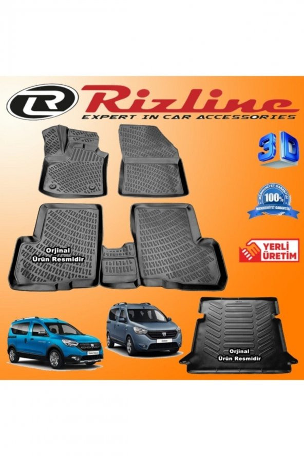 Rizline Dacia Dokker 3d Paspas + 3d Bagaj Havuzu 2012-2020 Arası Siyah Set 8683549925528 ürün görseli 1