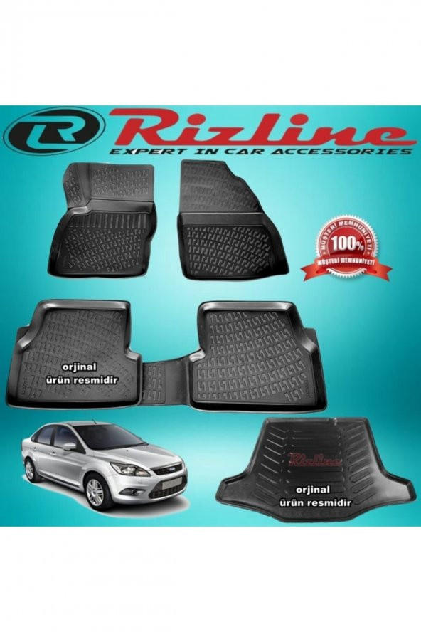 Rizline Ford Focus 2 3d Paspas+bagaj Havuzu Siyah Sedan 2005-2011 Arası ürün görseli 1