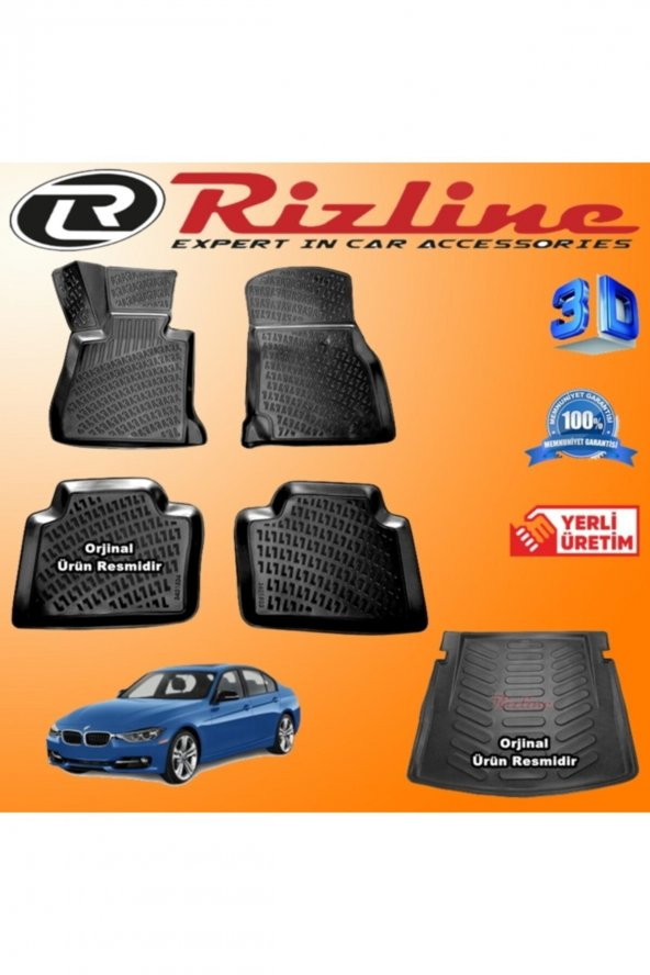 Rizline Bmw F30 3 Serisi 3d Paspas + 3d Bagaj Havuzu 2012-2019 Arası Siyah Set 8683549925545 ürün görseli 1